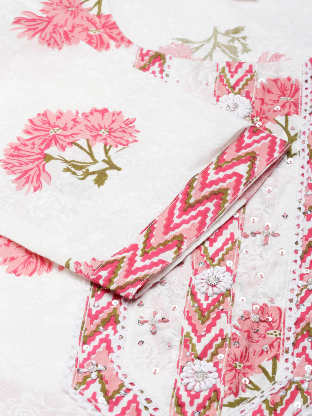 Neerus Pink Regular Straight Embroidered Kurta and Trousers - Image 4