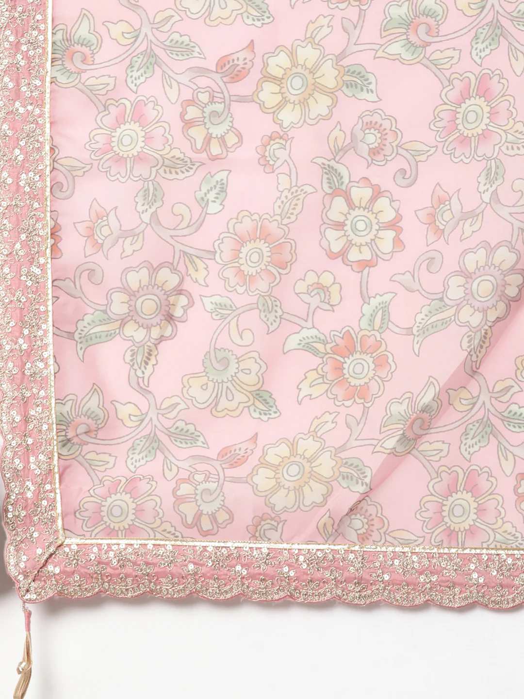 Neerus Pink Regular Straight Floral Kurta And Trousers With Dupatta - Image 6
