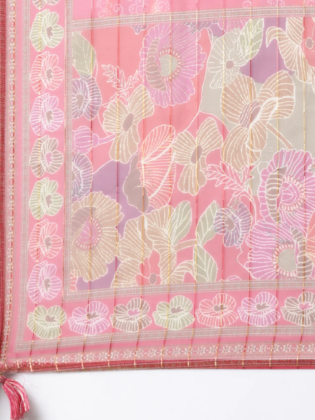 Neerus Pink Regular Straight Floral Kurta And  Trousers With Dupatta - Image 7