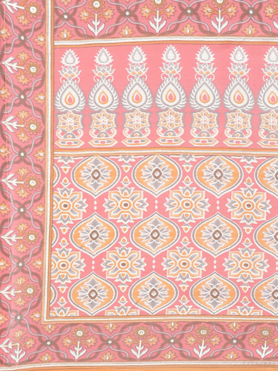 Neerus Pink Regular Straight Floral Kurta And Trousers With Dupatta - Image 6