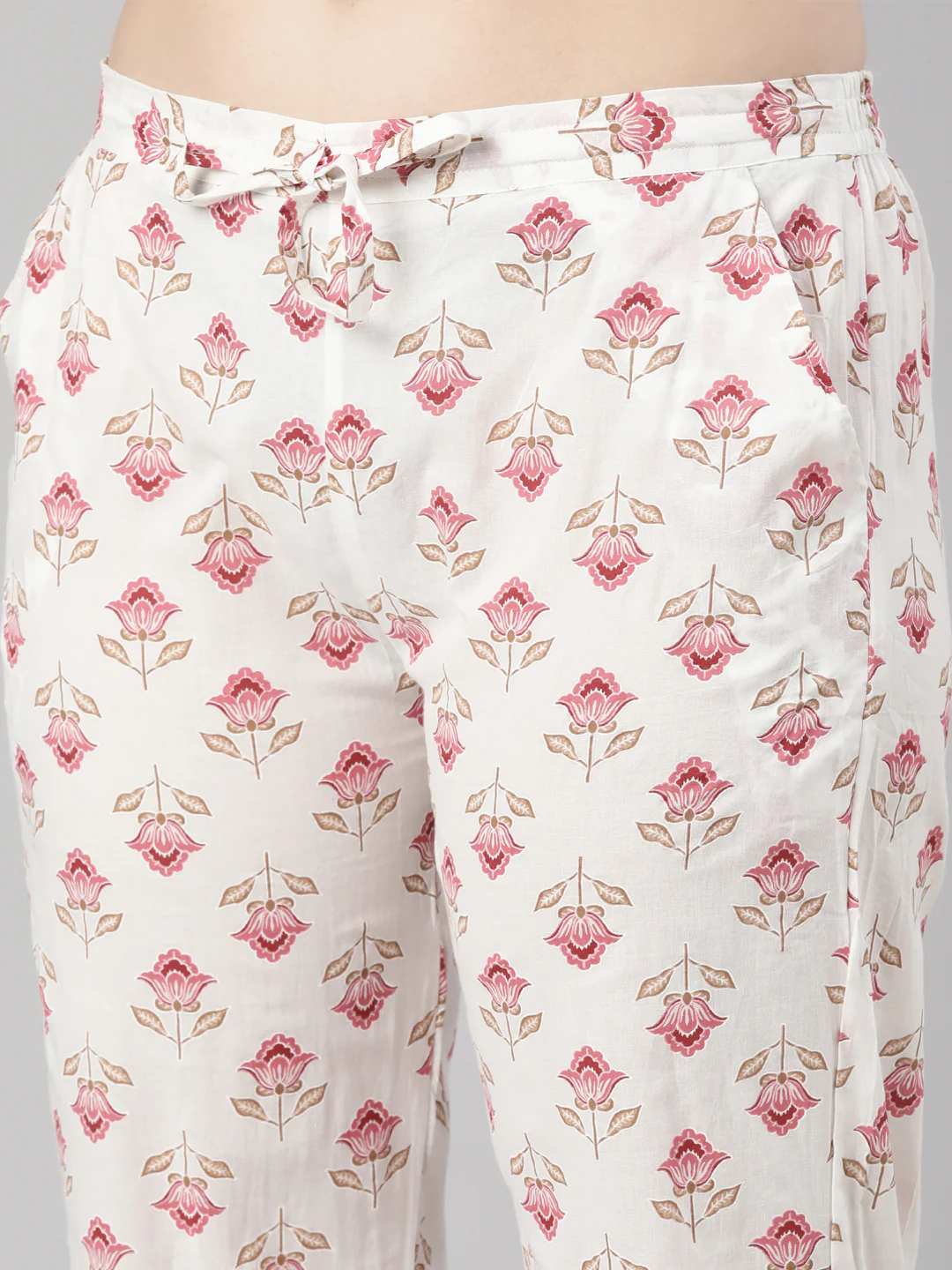 Neerus Pink Regular Straight Floral Kurta And Trousers With Dupatta - Image 5