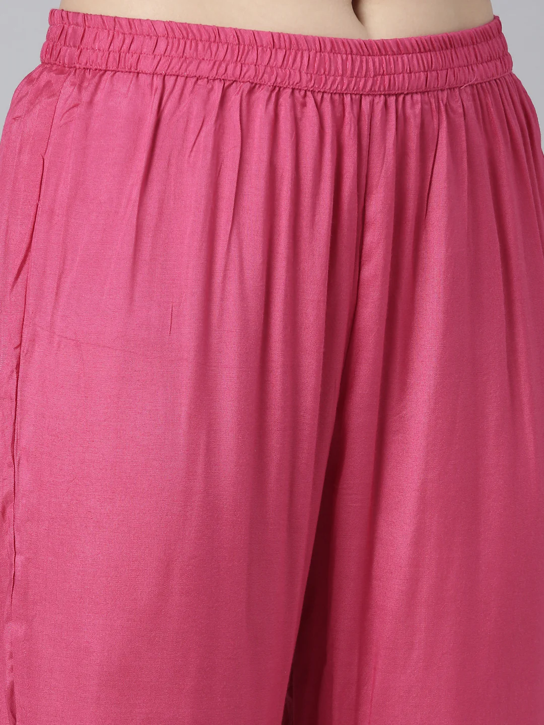 Neerus Pink Regular Straight Floral Kurta And Trousers With Dupatta - Image 6