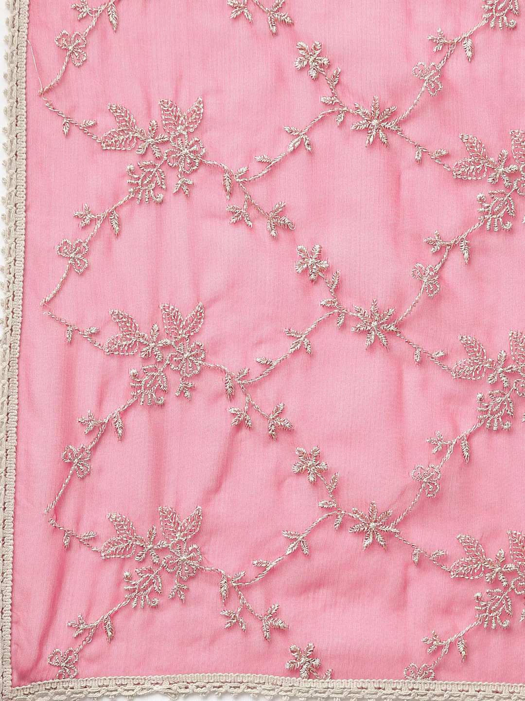Neerus Pink Regular Straight Floral Kurta And Trousers With Dupatta - Image 7