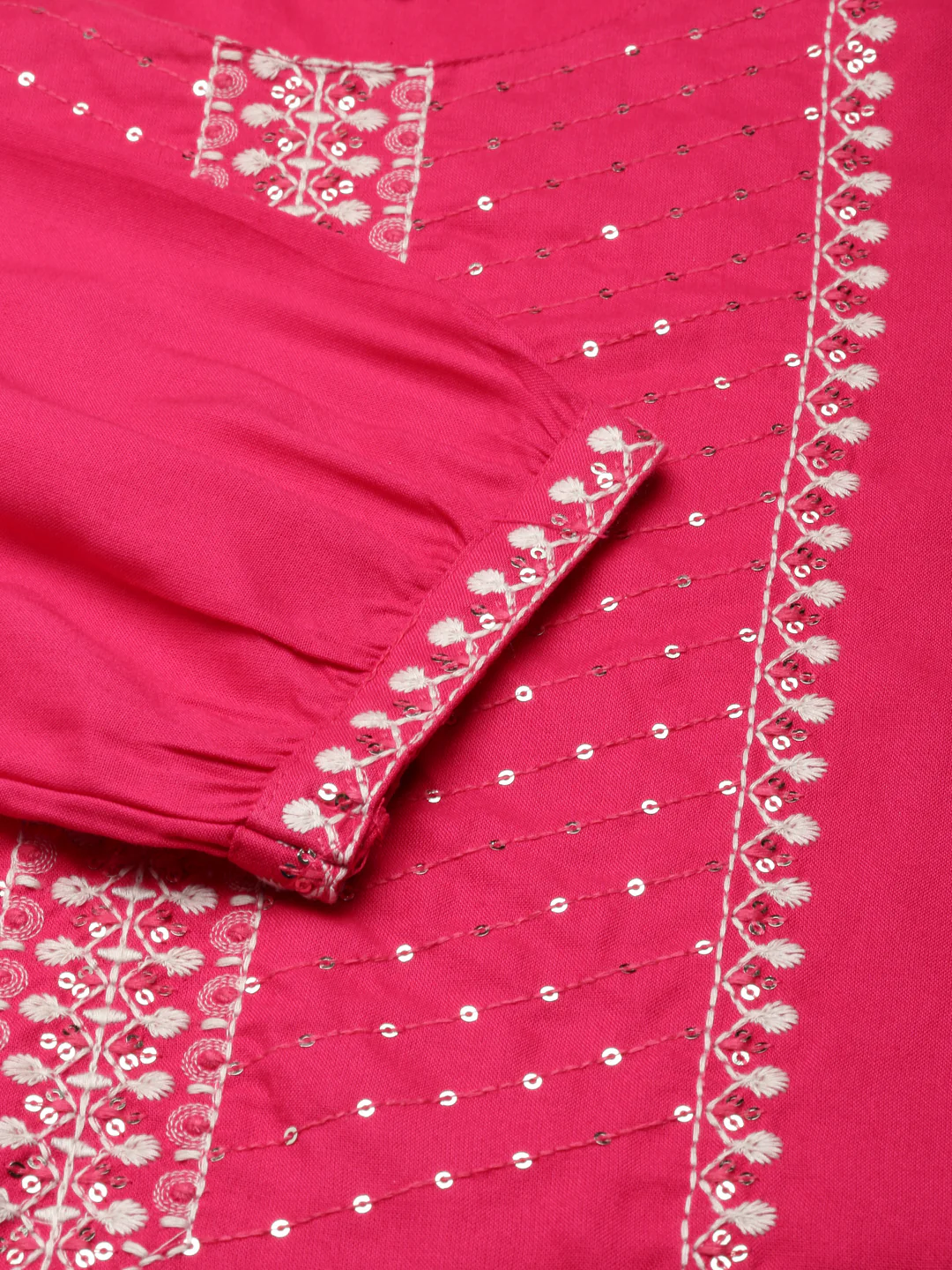Neerus Pink Regular Straight Floral Kurta - Image 5