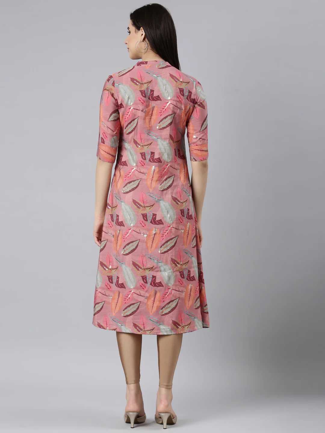 Neerus Pink Regular Straight Floral Kurta - Image 3