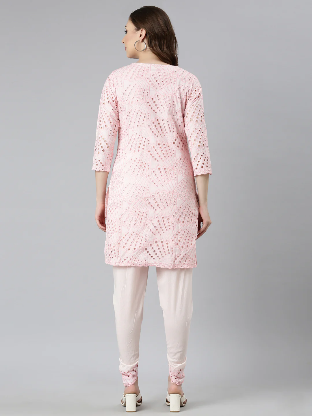 Neerus Pink Regular Straight Floral Kurti And Panchakattu - Image 3