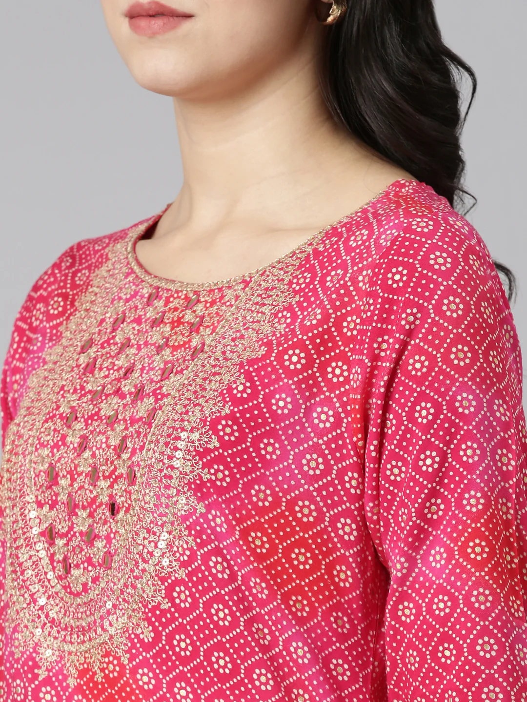 Neerus Pink Regular Straight Printed Kurta And Salwar With Dupatta - Image 4