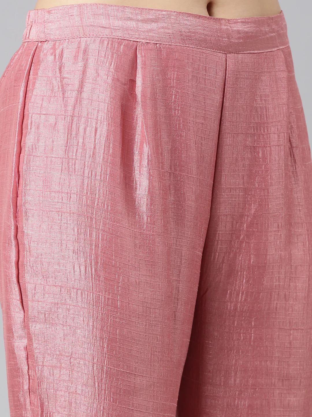 Neerus Pink Regular Straight Solid Kurta And Trousers - Image 6