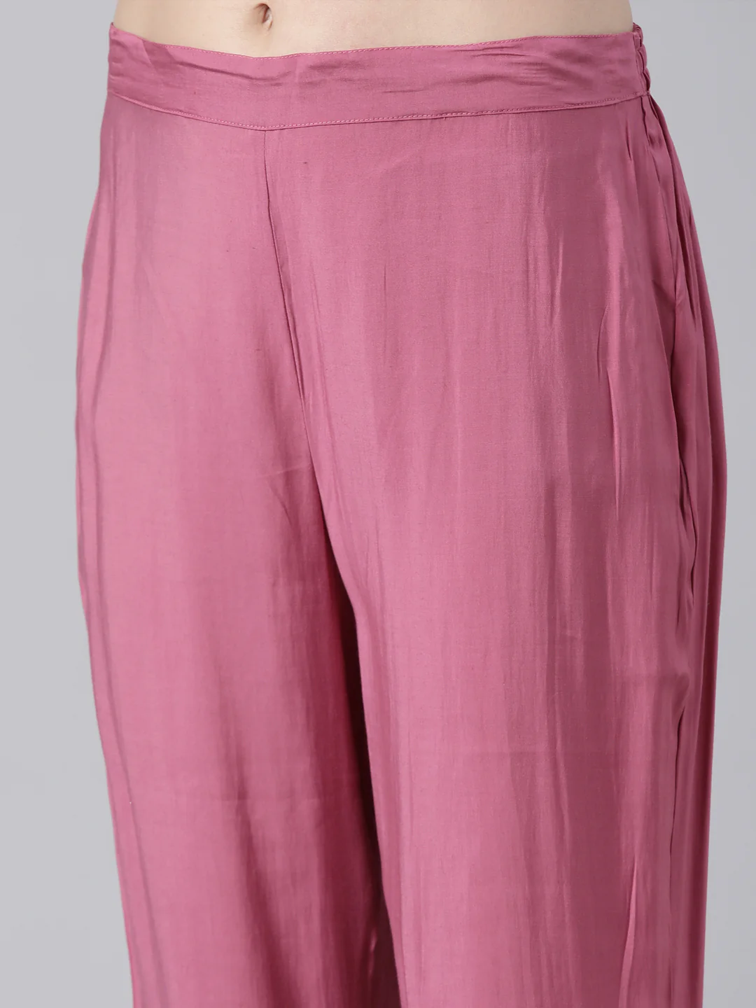 Neerus Pink Regular Straight Solid Kurta And  Trousers With Dupatta - Image 6