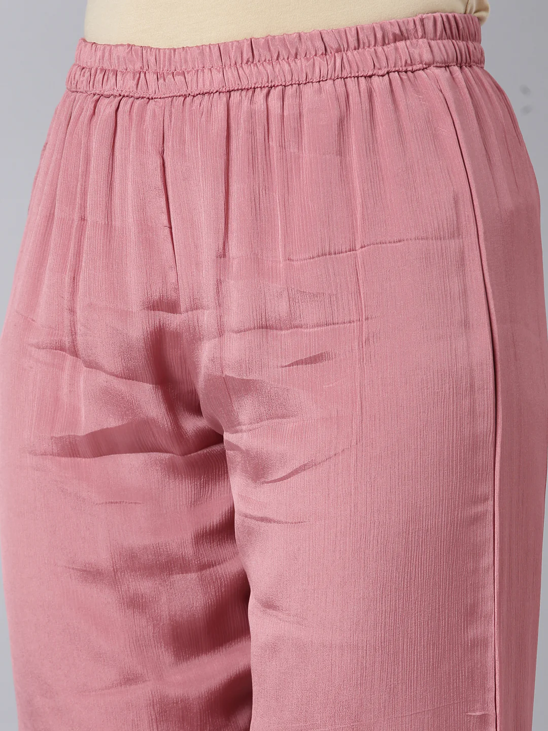 Neerus Pink Regular Straight Solid Top And Trousers - Image 6