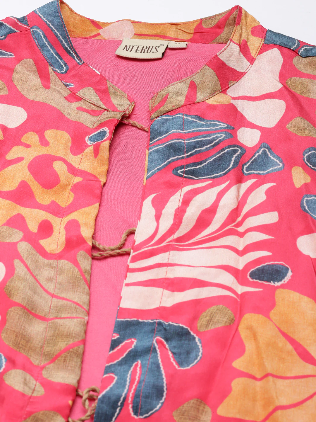 Neerus Pink Regular Straight Tribal Top And Salwar With Jacket - Image 7