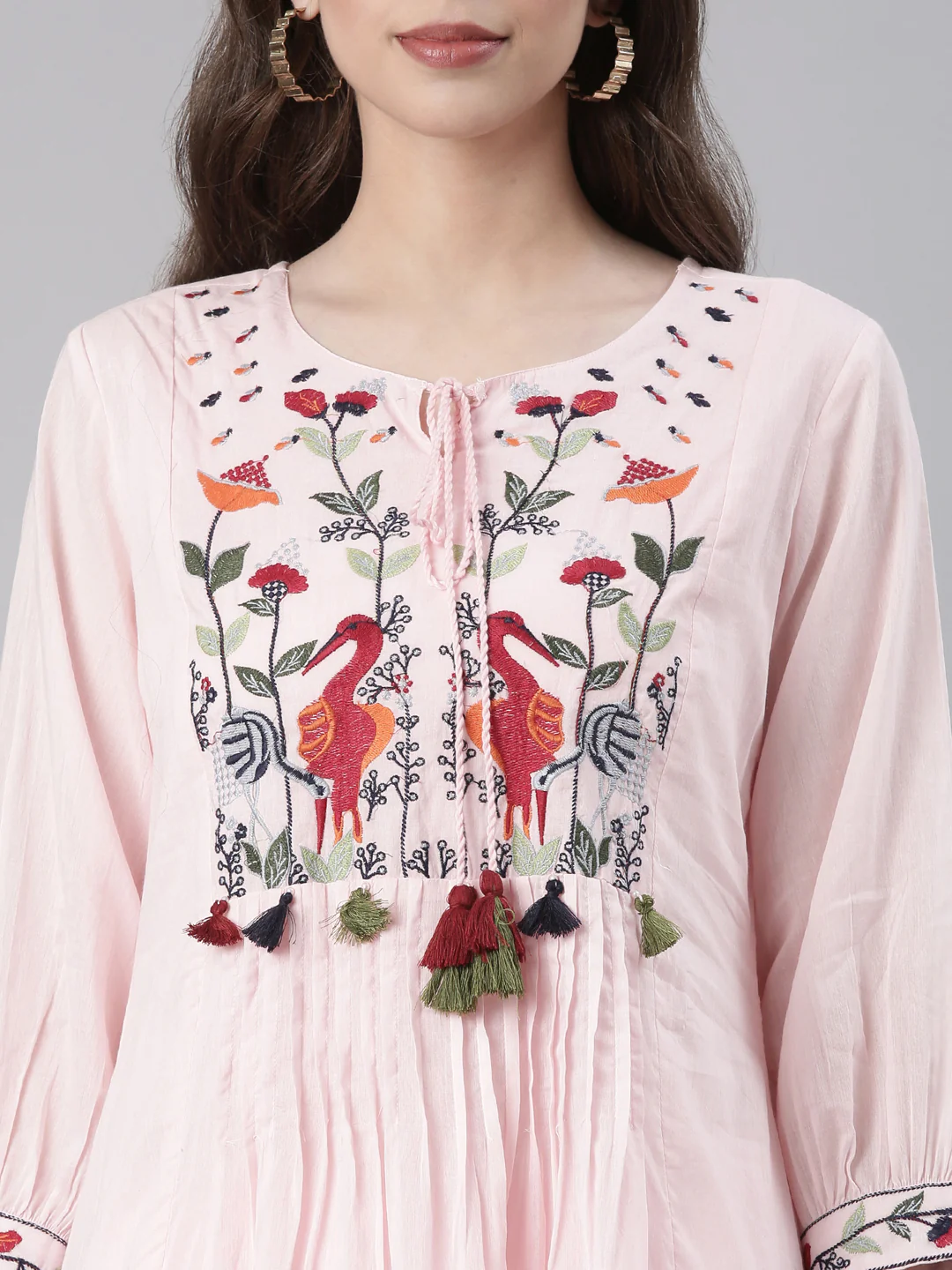 Neerus Pink Solid Straight Kurta and Trousers - Image 4
