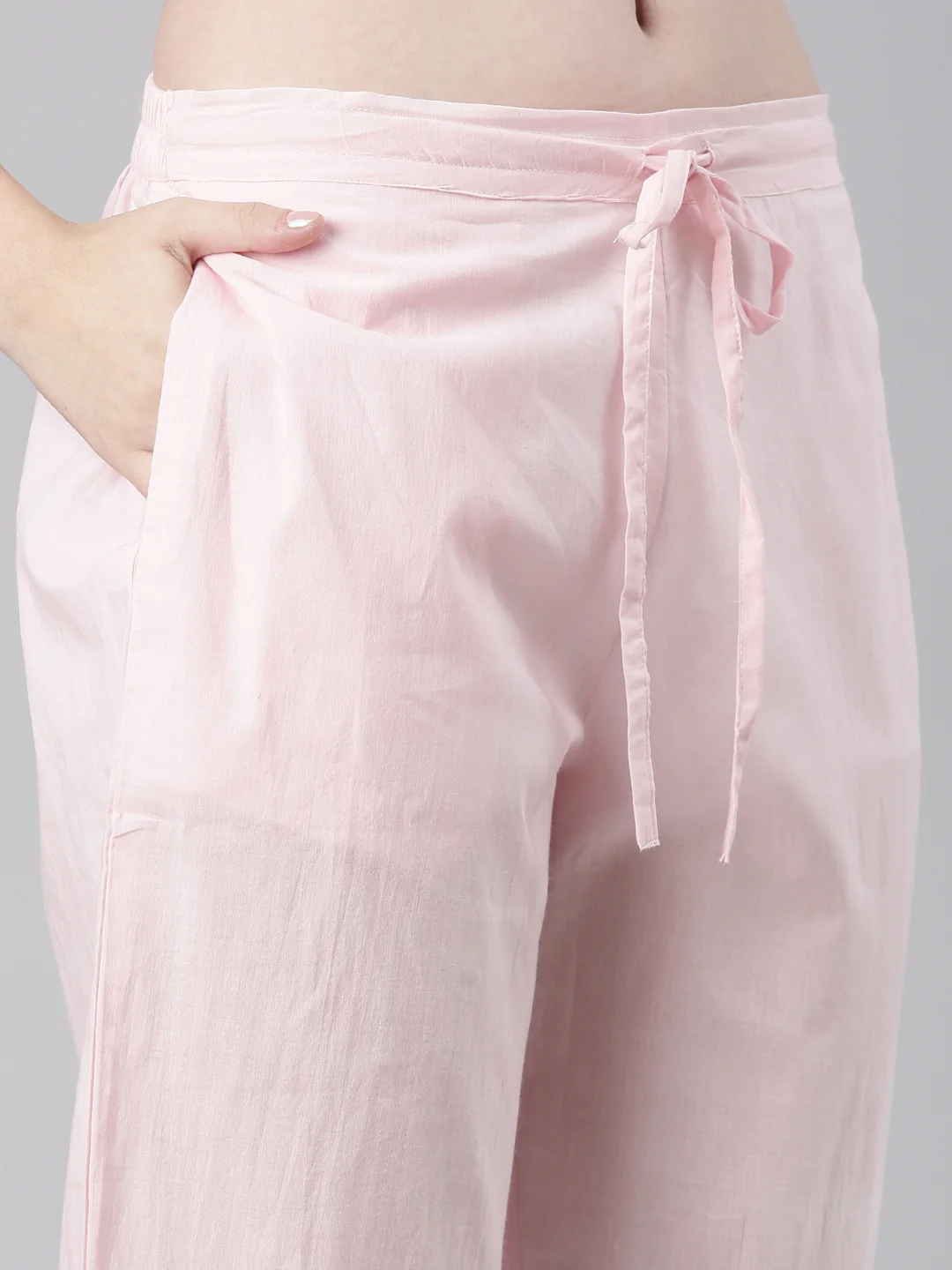 Neerus Pink Solid Straight Kurta and Trousers - Image 6