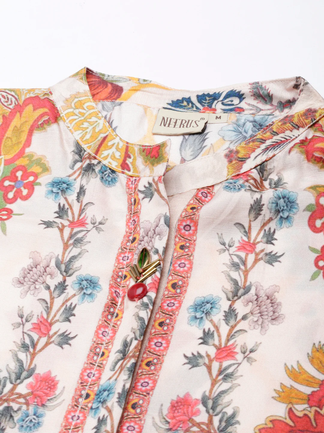 Neerus Pink Straight Casual Floral Kurta - Image 4