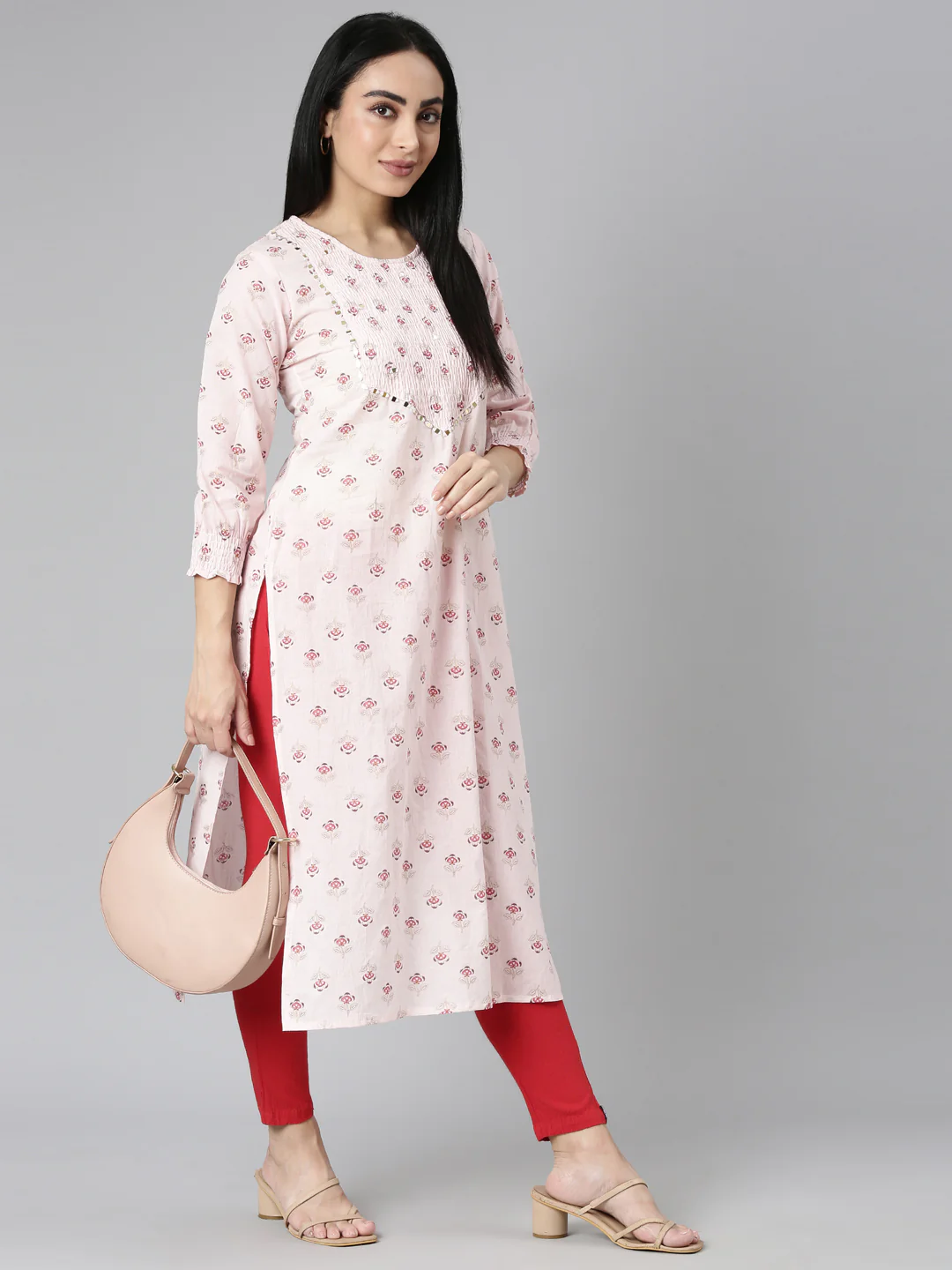 Neerus Pink Straight Casual Floral Straight Kurta - Image 8