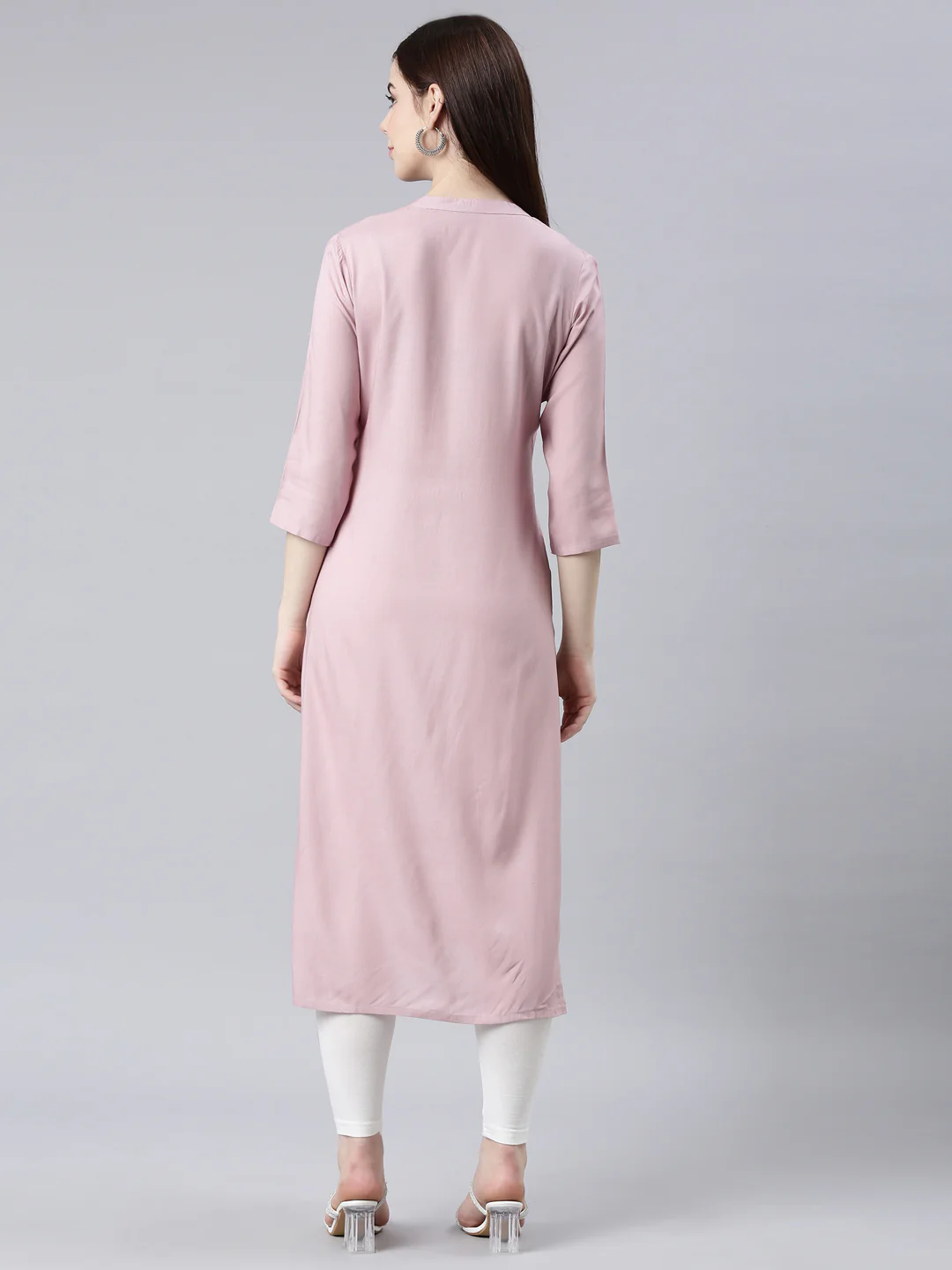 Neerus Pink Straight Casual Floral Straight Kurta - Image 4