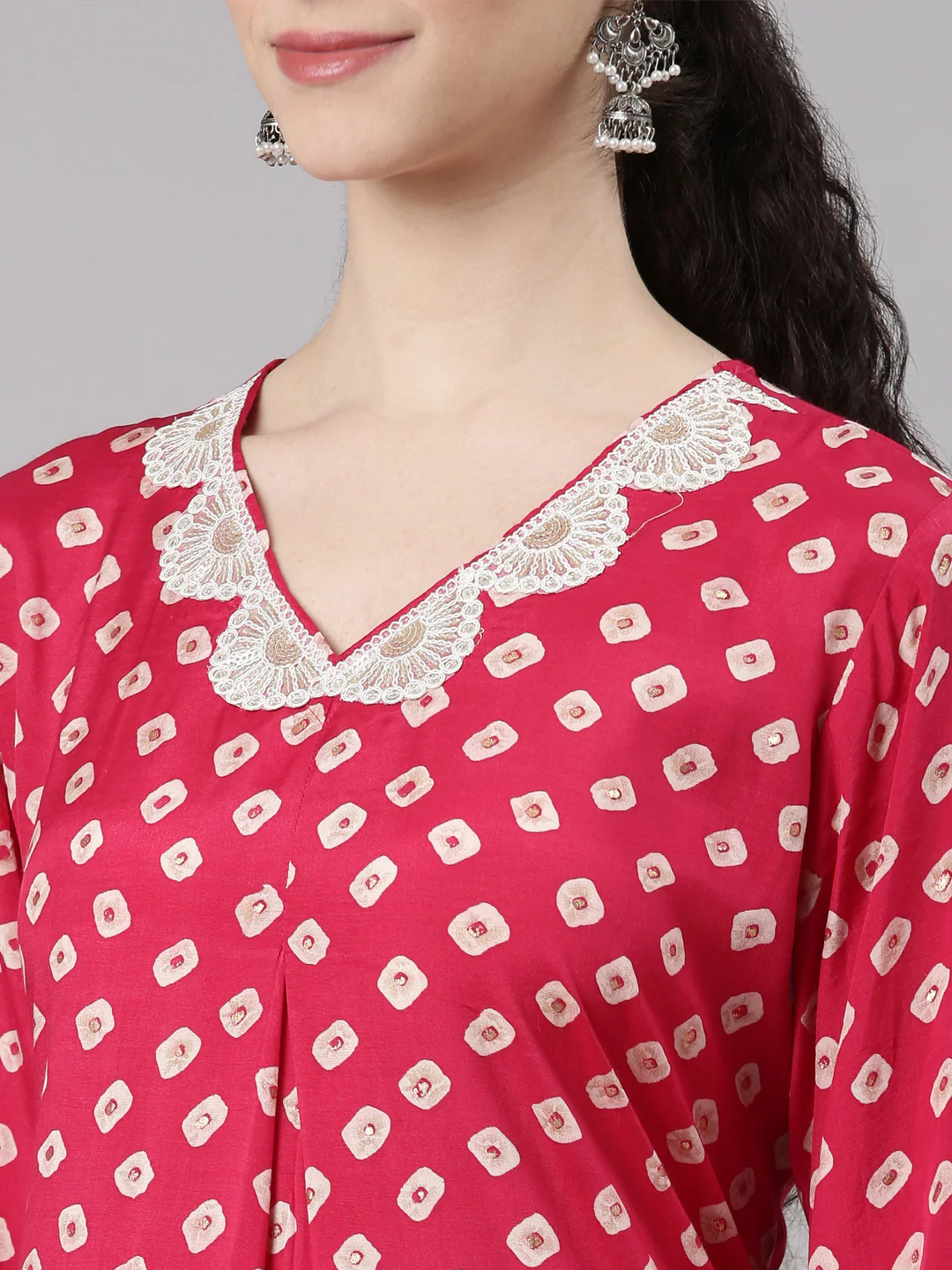 Neerus Pink Straight Casual Kurta and Trouser - Image 5