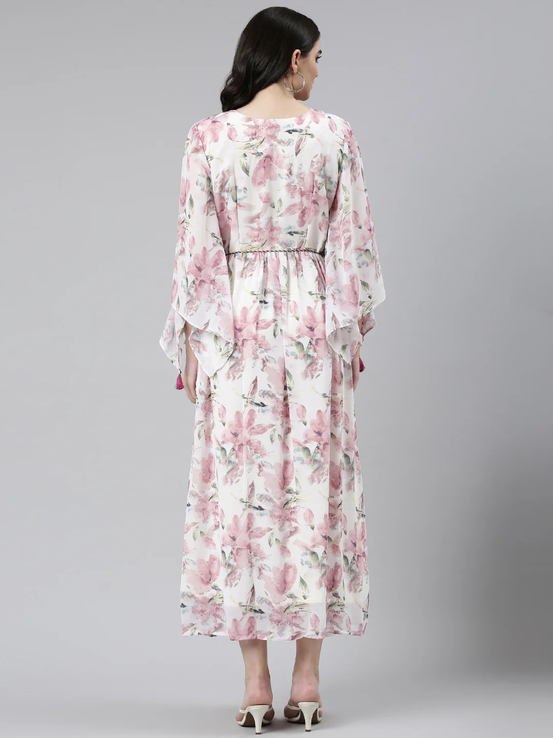 Neerus Pink Straight Casual Printed Dress - Image 3