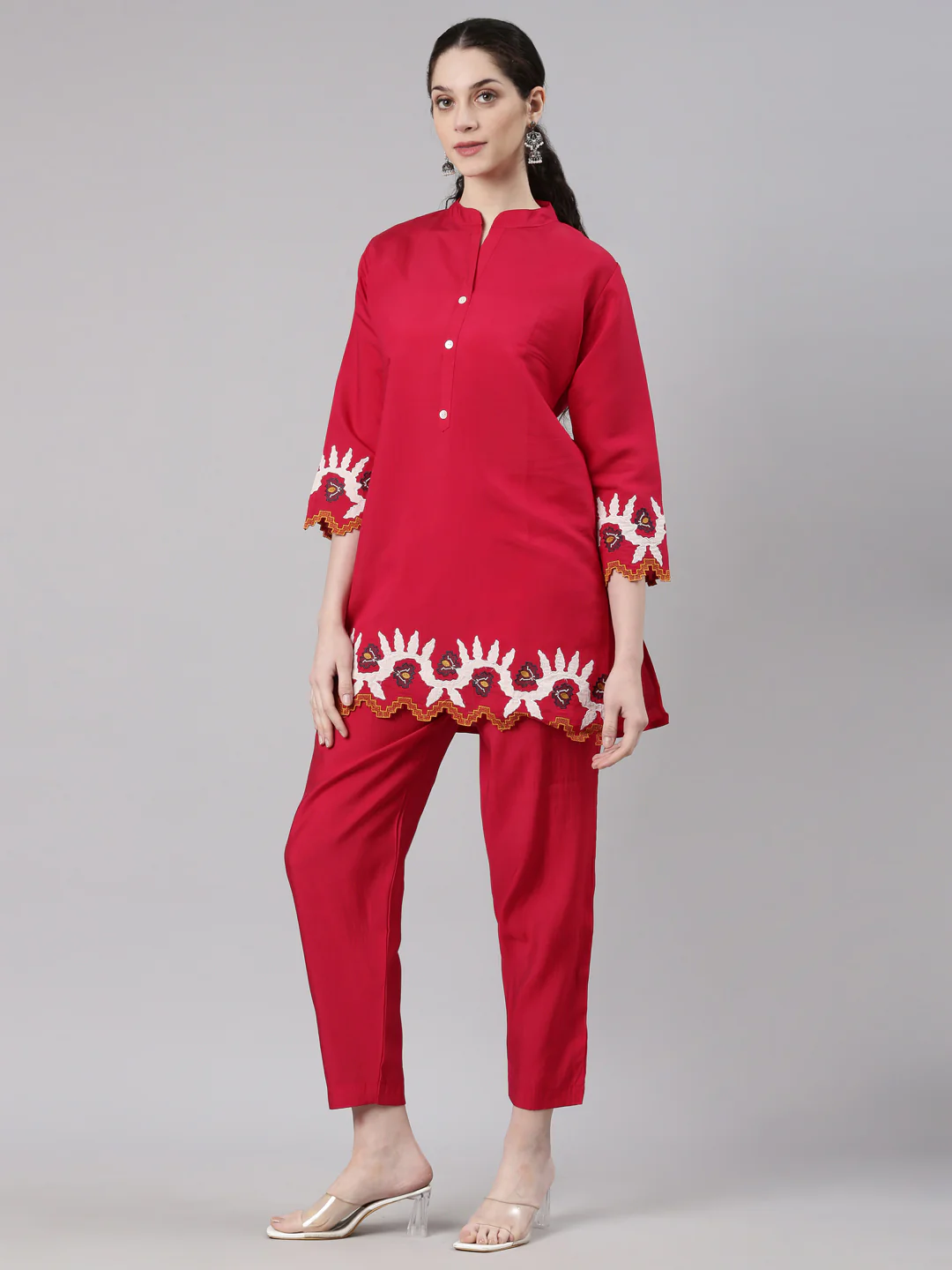 Neerus Pink Straight Casual Solid Fusion Set - Image 2