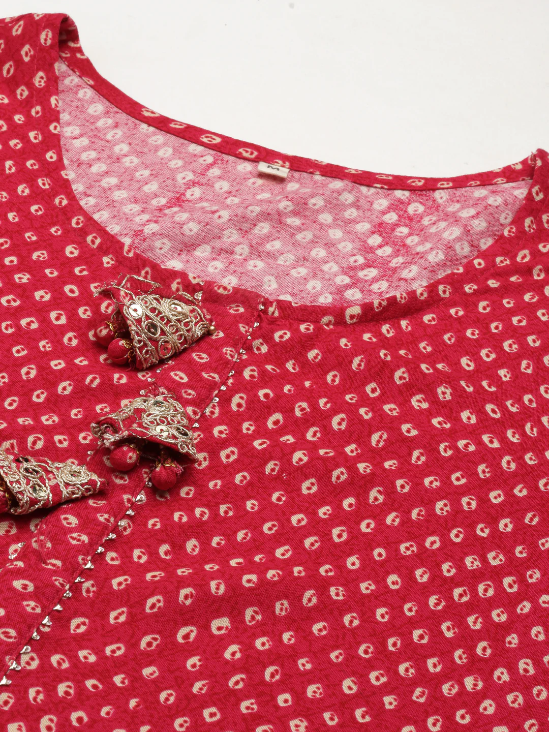 Neerus Pink Straight Printed Cotton Silk Kurta - Image 6
