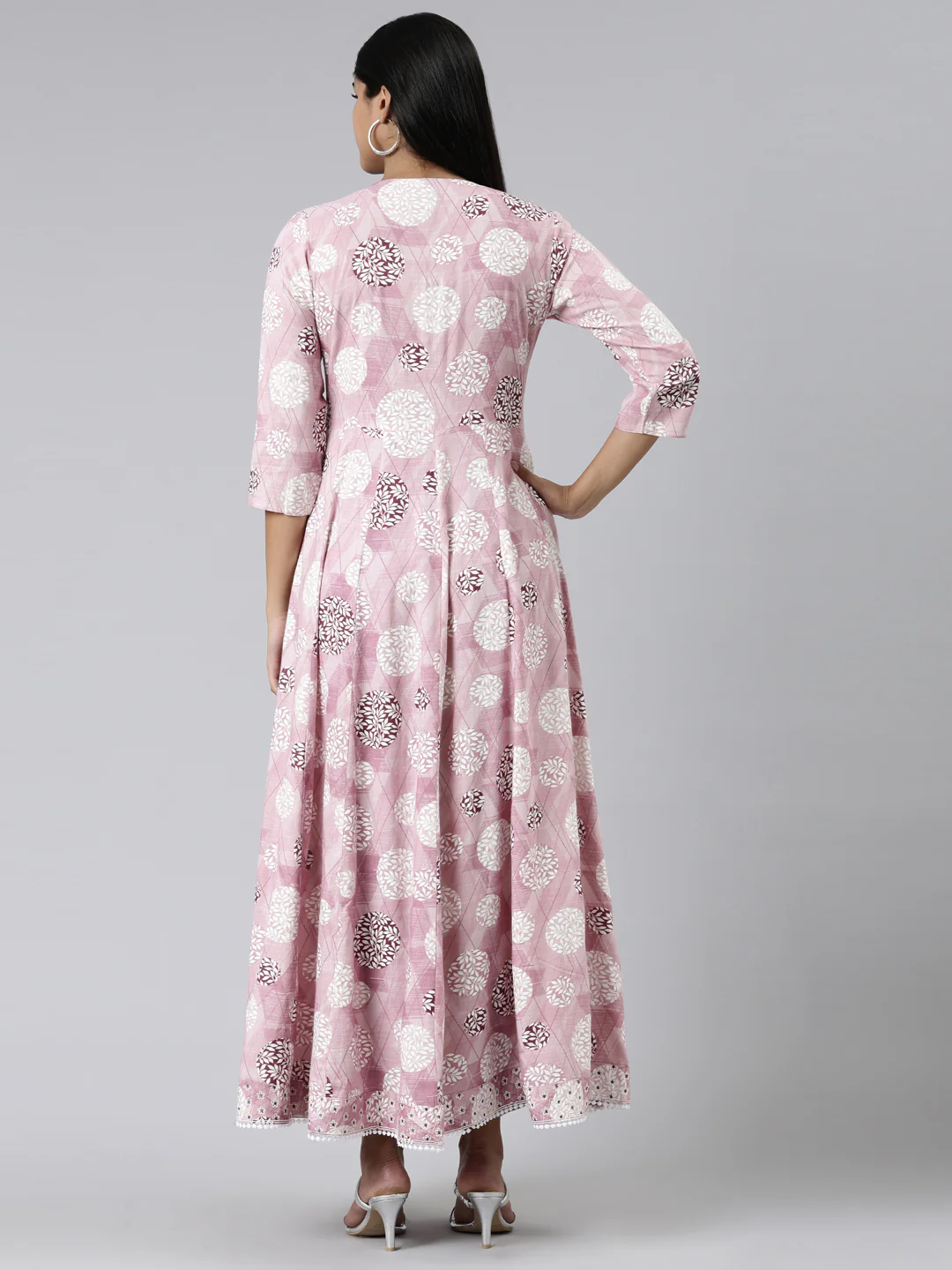 Neerus Pink Straight Printed Viscose Rayon Kurta - Image 3