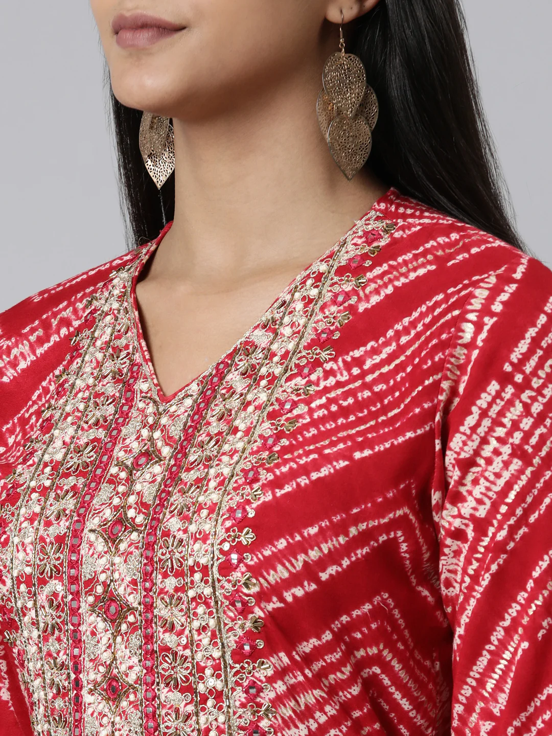 Neerus Pink Straight Printed Viscose Rayon Kurta - Image 5