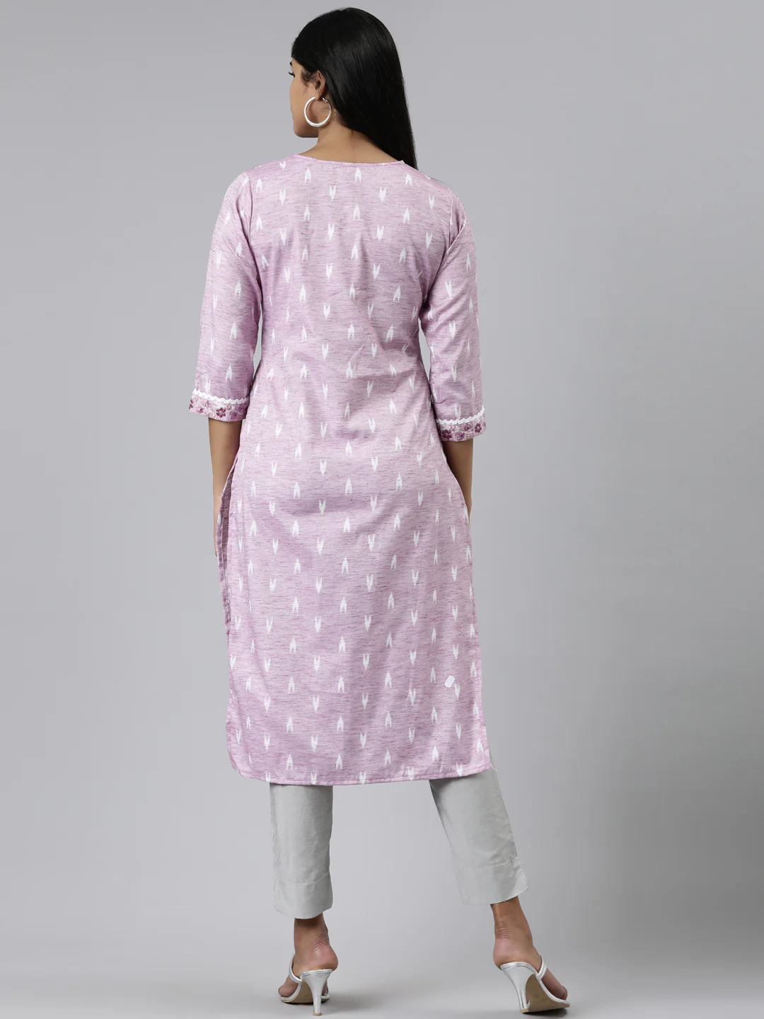 Neerus Pink Straight Printed Viscose Rayon Kurta - Image 3