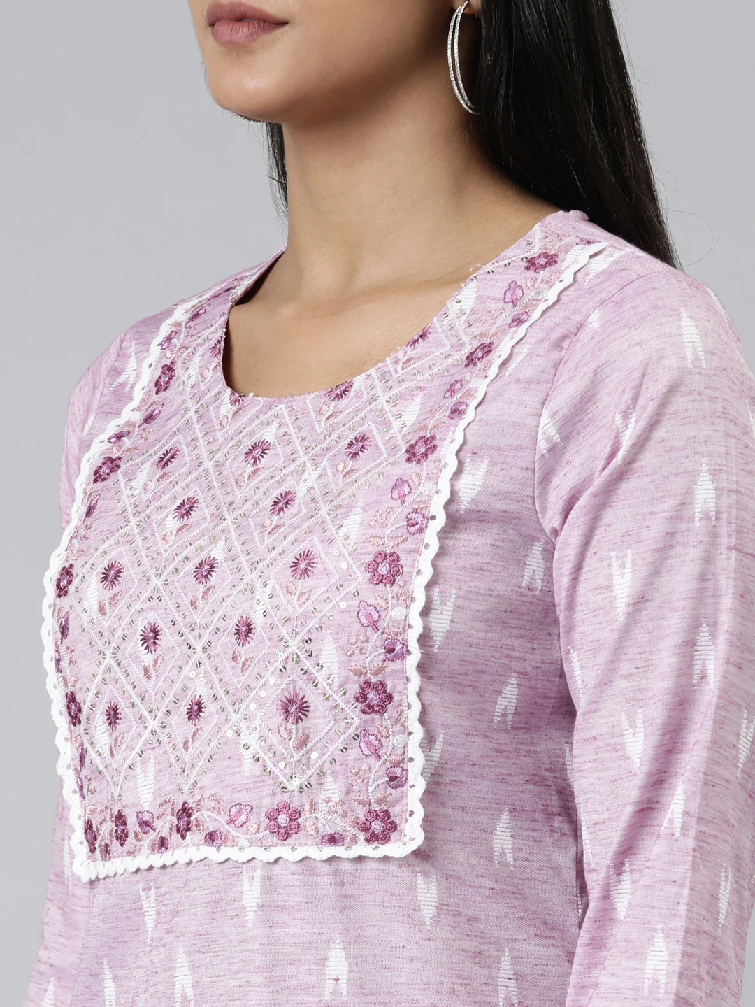 Neerus Pink Straight Printed Viscose Rayon Kurta - Image 4