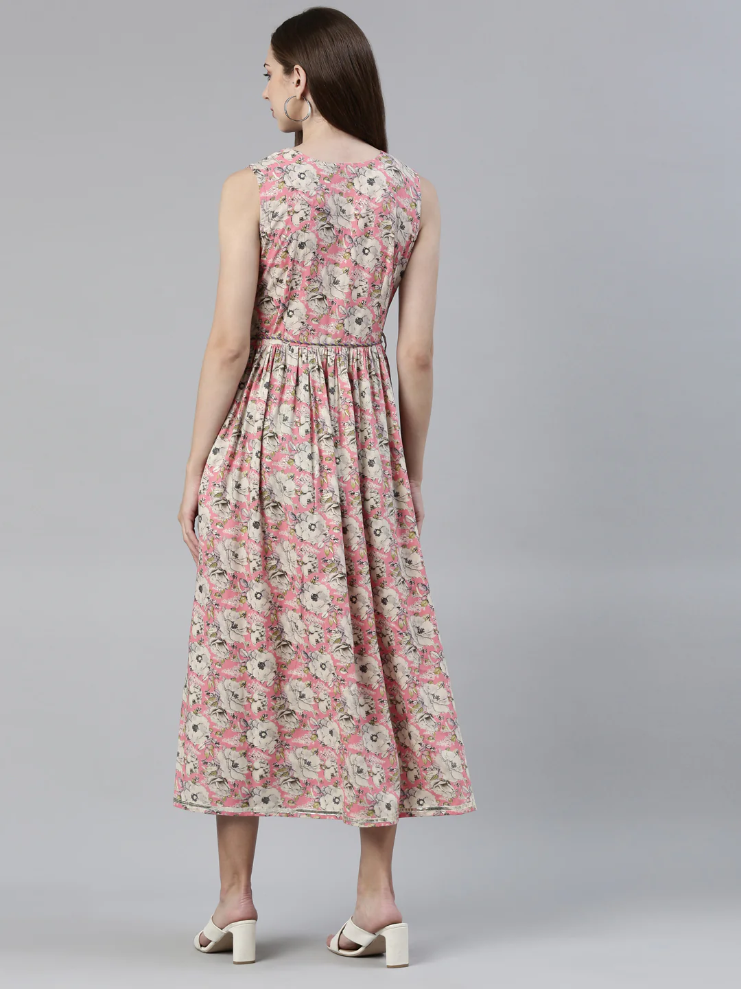 Neerus Pink Straight Regular Viscose Rayon Kurta - Image 3
