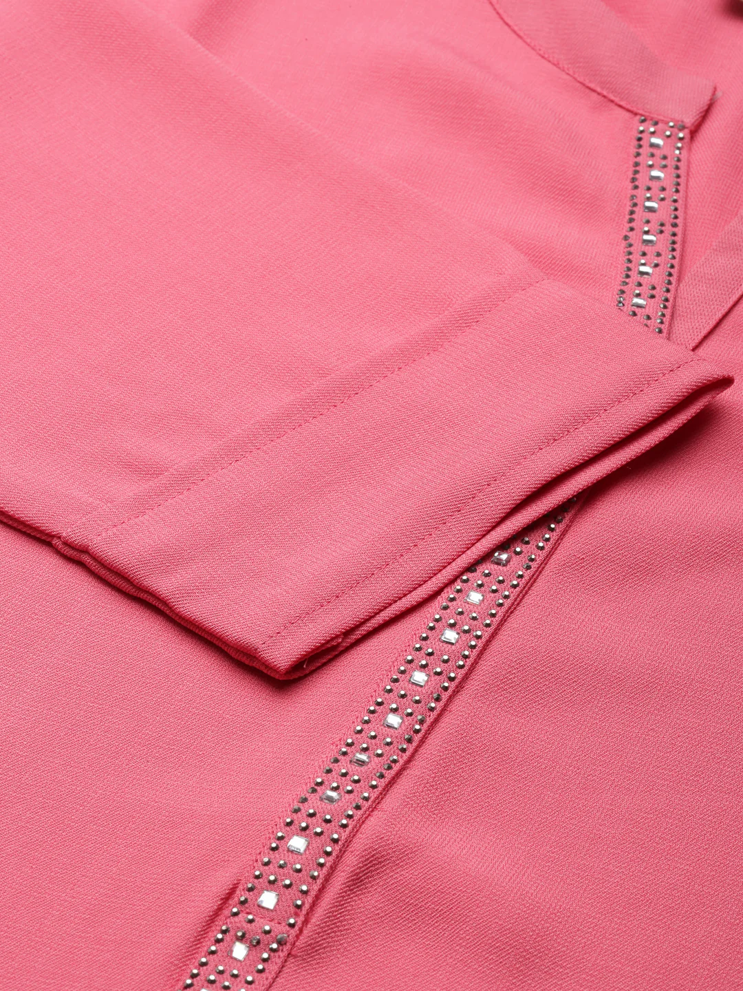 Neerus Pink Straight Solid Viscose Rayon Kurta - Image 4
