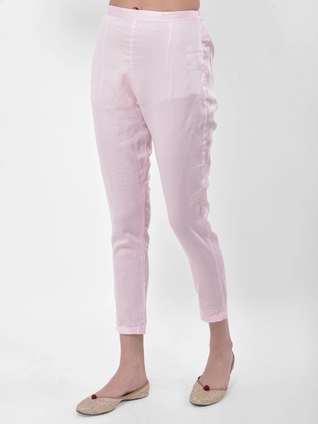 Neerus Pink & White Embellished Kurta With Pant & Dupatta - Image 5