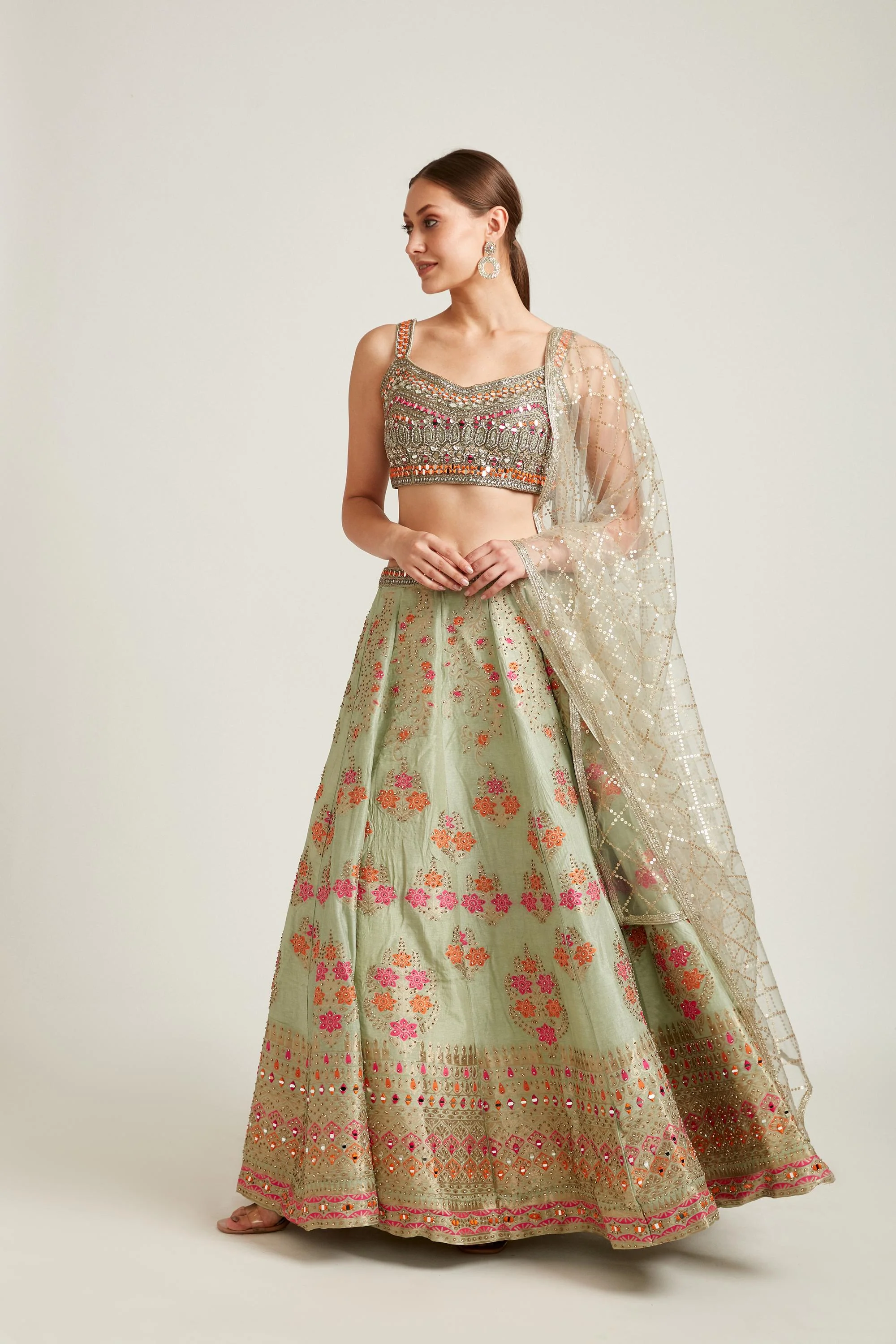 Neerus Pista Color Banaras Fabric Lehenga Choli - Image 2