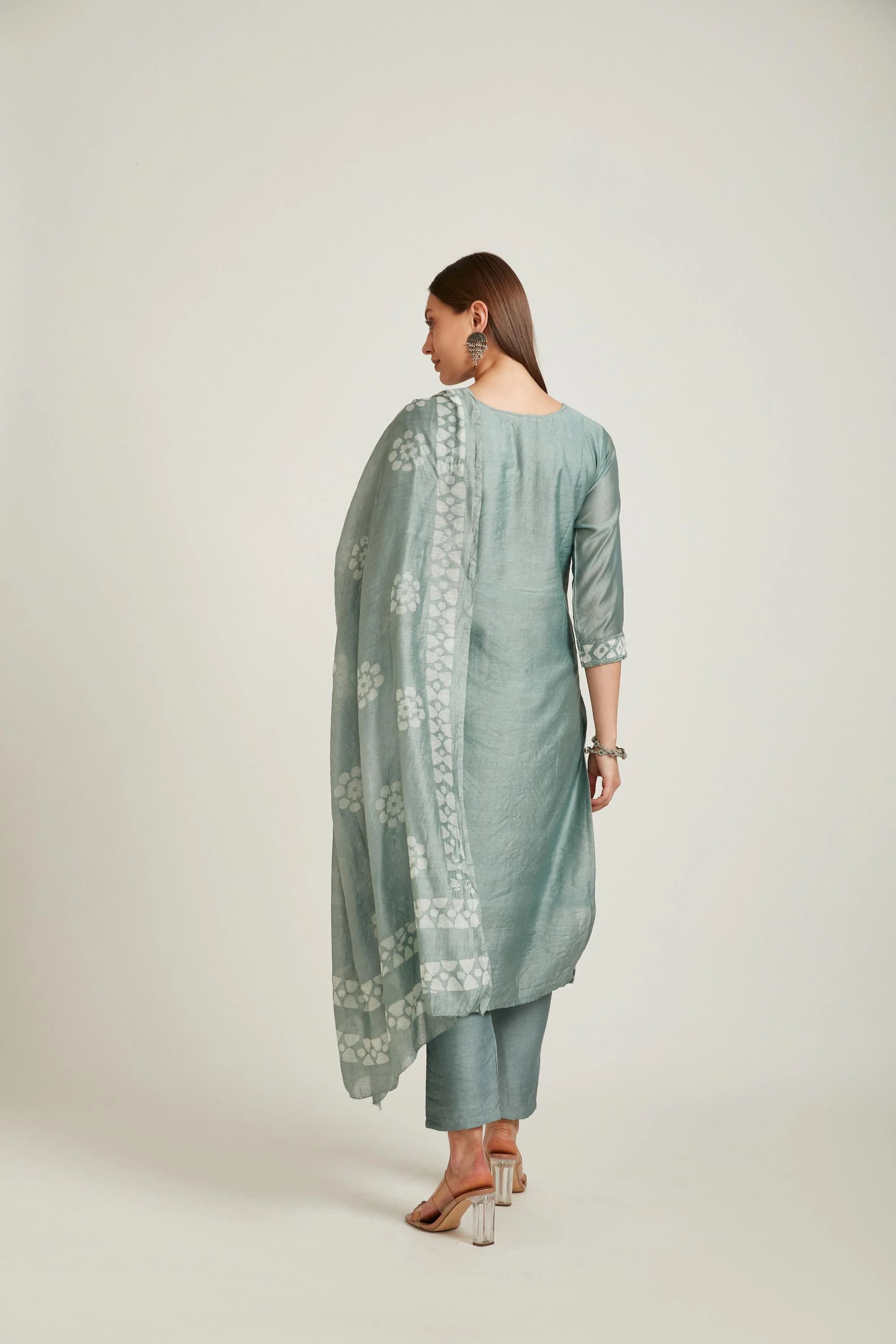 Neerus Pista Color Chanderi Fabric Salwar Kameez - Image 2