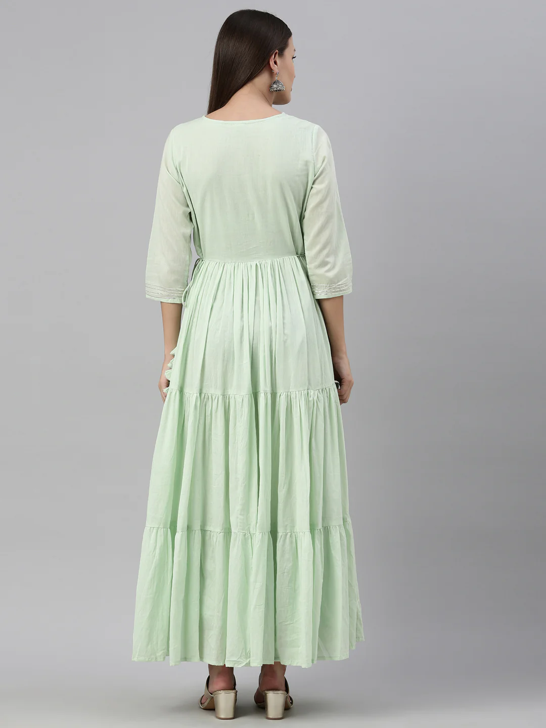 Neerus Pista Color Cotton Fabric Kurta - Image 5