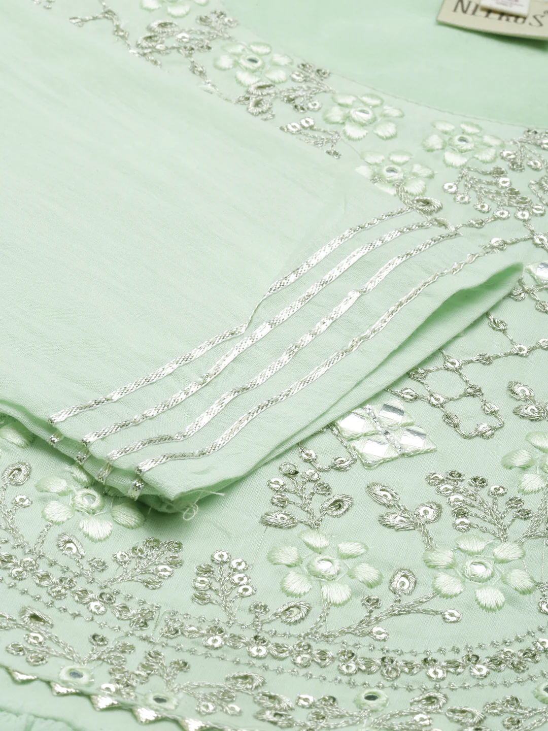 Neerus Pista Color Cotton Fabric Kurta - Image 7