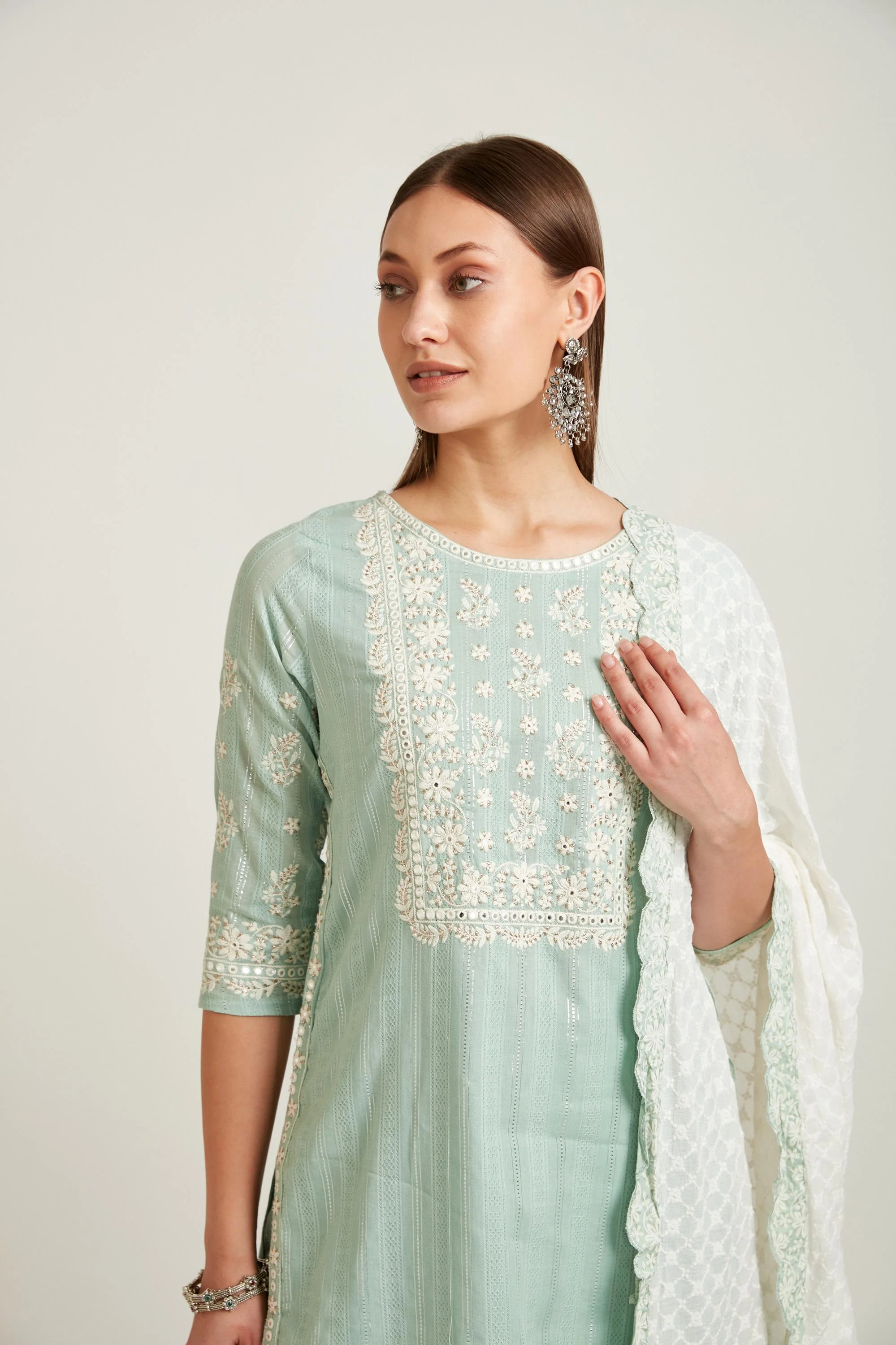 Neerus Pista Color Cotton Fabric Salwar Kameez - Image 6