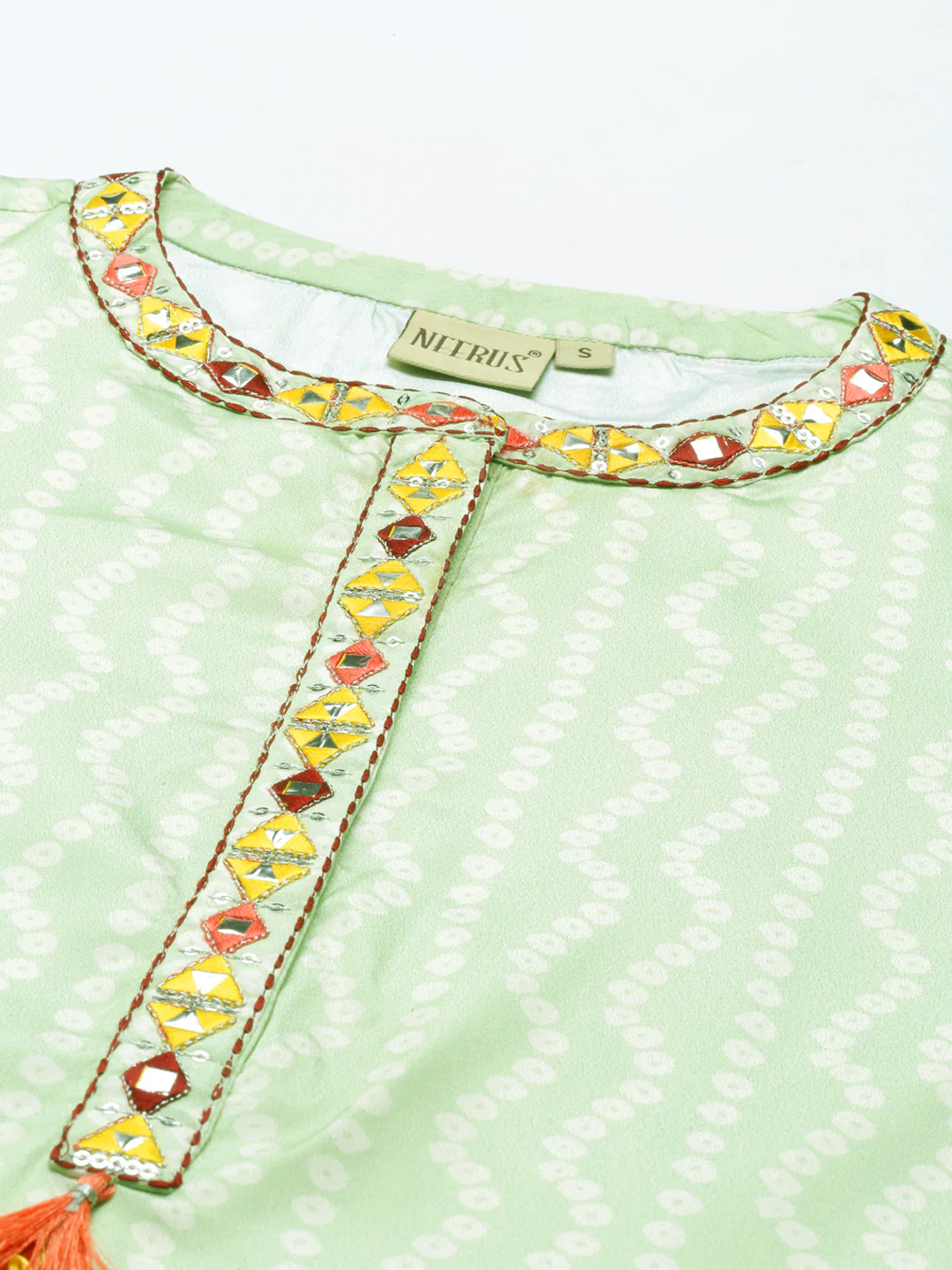 Neerus Pista Color Crepe Fabric Kurta - Image 2