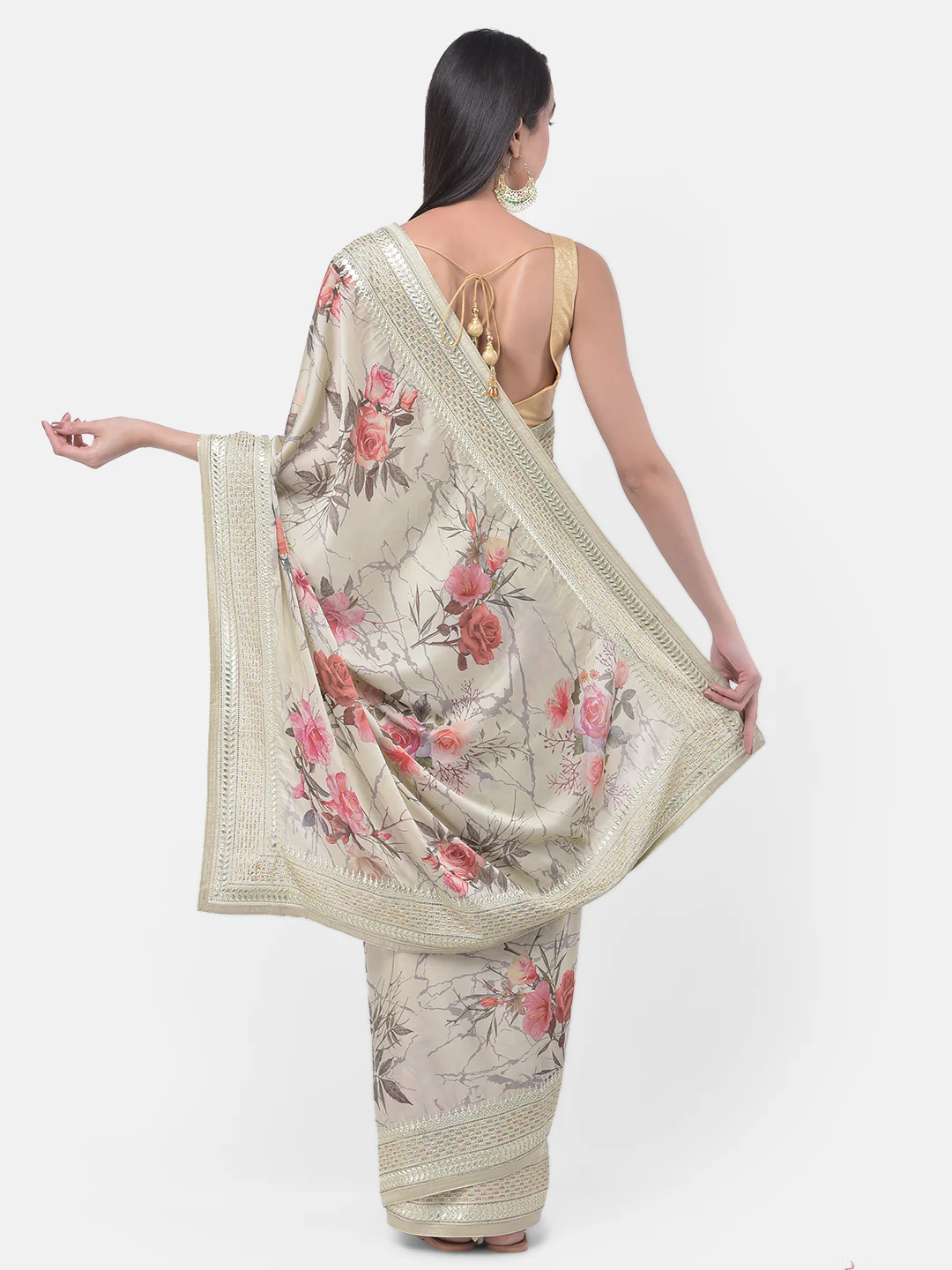 Neerus Pista Color Crepe Fabric Saree - Image 2