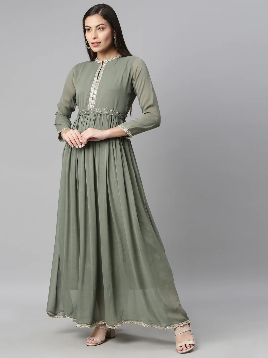 Neerus Pista Color Georgette Fabric Kurta - Image 2