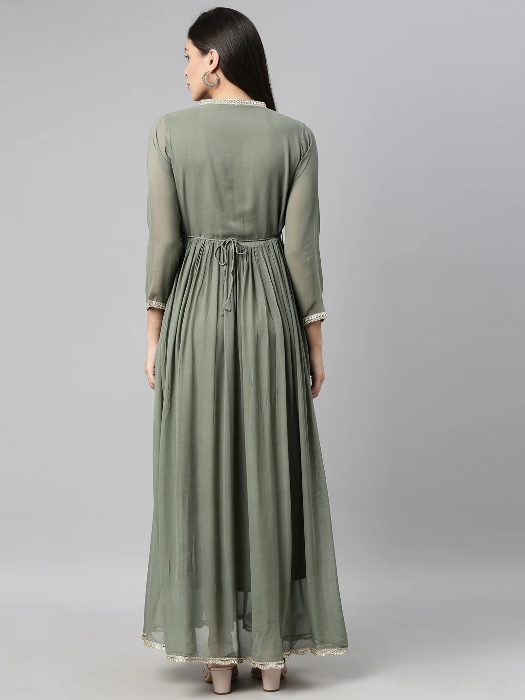 Neerus Pista Color Georgette Fabric Kurta - Image 4