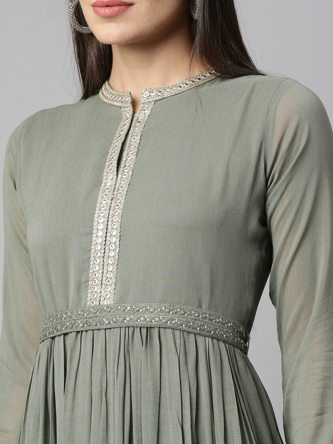 Neerus Pista Color Georgette Fabric Kurta - Image 8