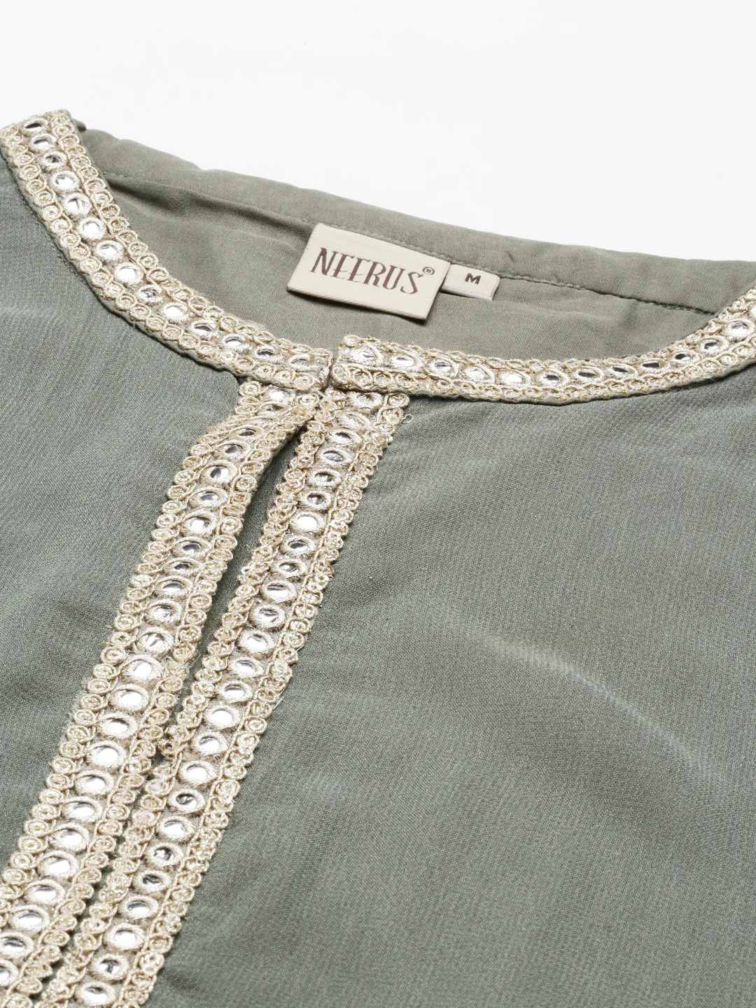 Neerus Pista Color Georgette Fabric Kurta - Image 9
