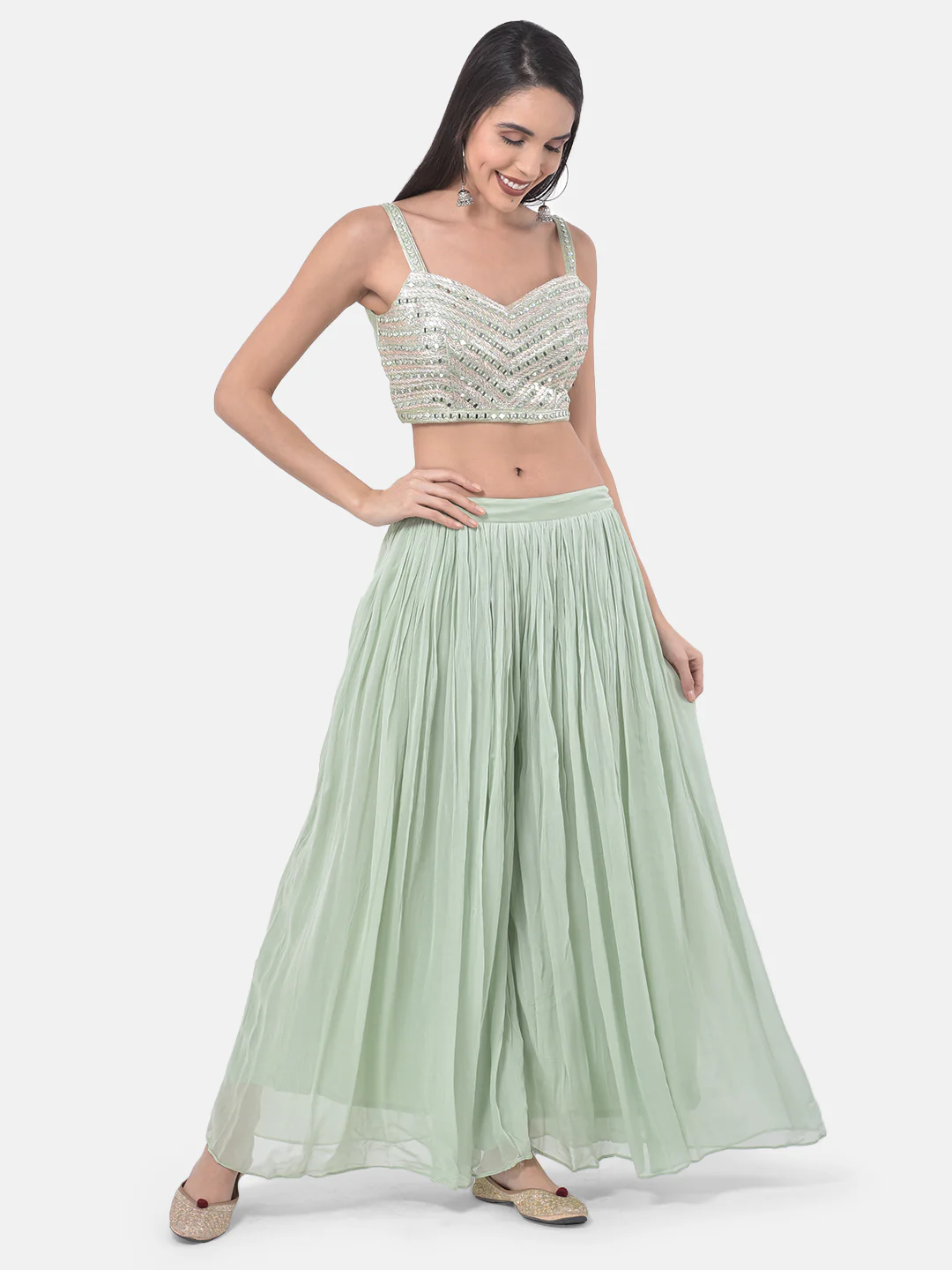 Neerus Pista Color Georgette Fabric Suit-Fusion - Image 7