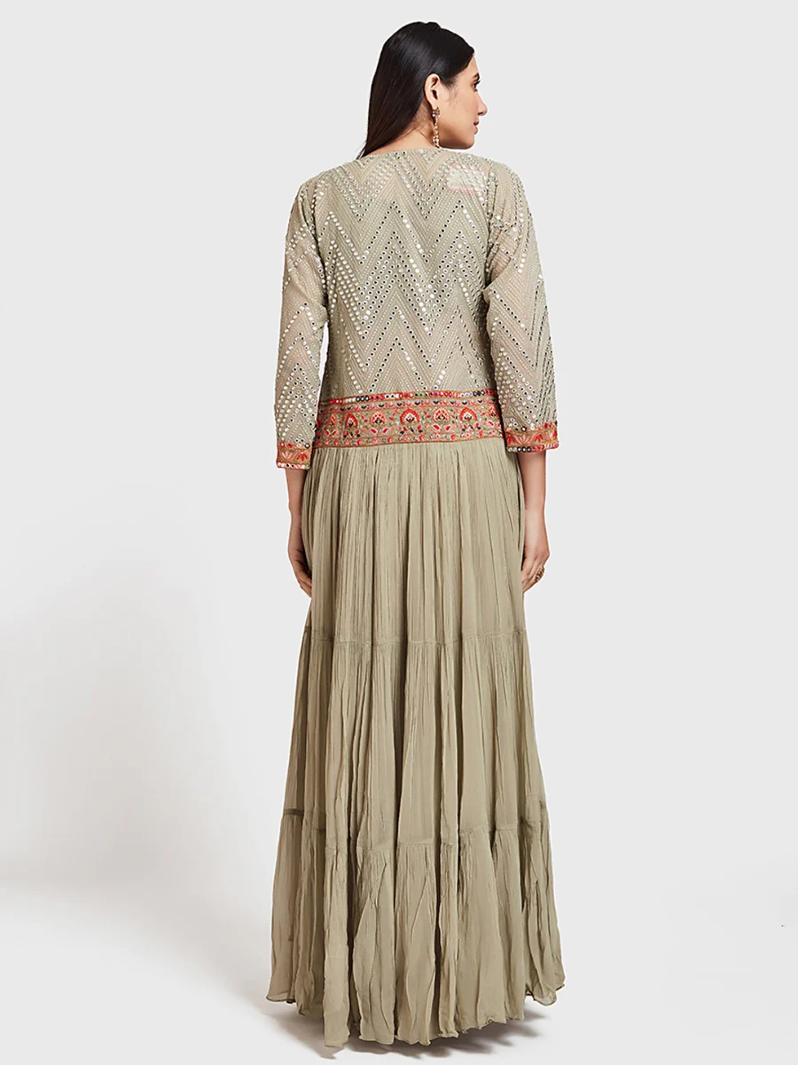Neerus Pista Color Georgette Fabric Suit-Fusion - Image 3