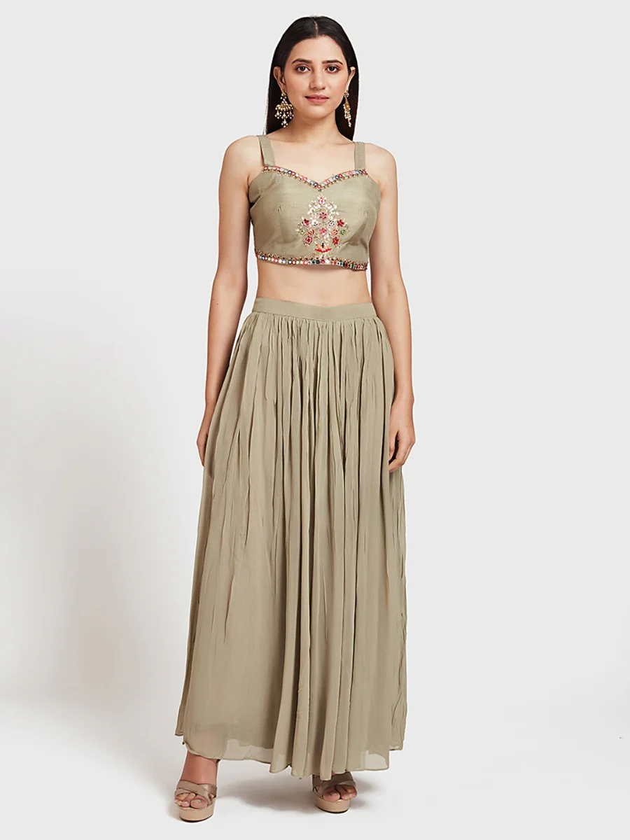 Neerus Pista Color Georgette Fabric Suit-Fusion - Image 4