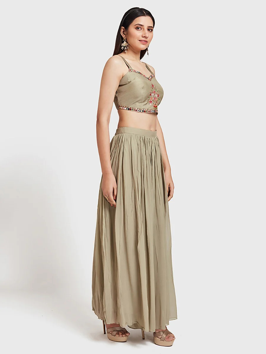 Neerus Pista Color Georgette Fabric Suit-Fusion - Image 5
