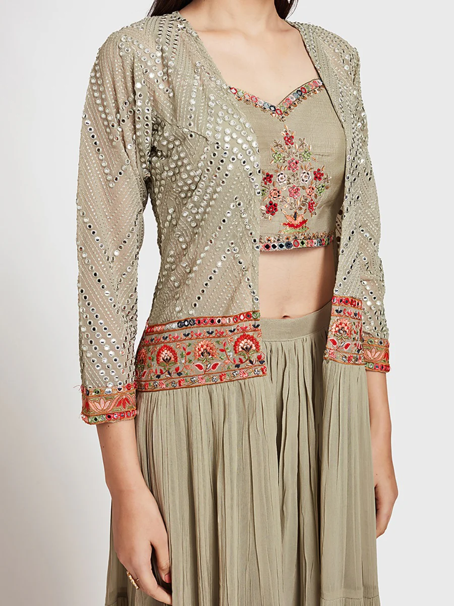 Neerus Pista Color Georgette Fabric Suit-Fusion - Image 6