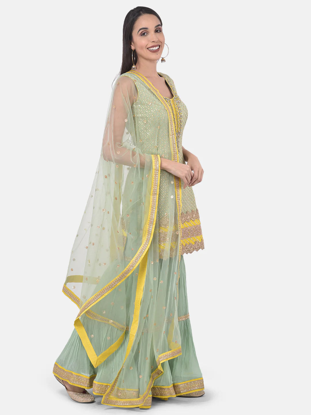 Neerus Pista Color Georgette Fabric Suit-Gharara - Image 2