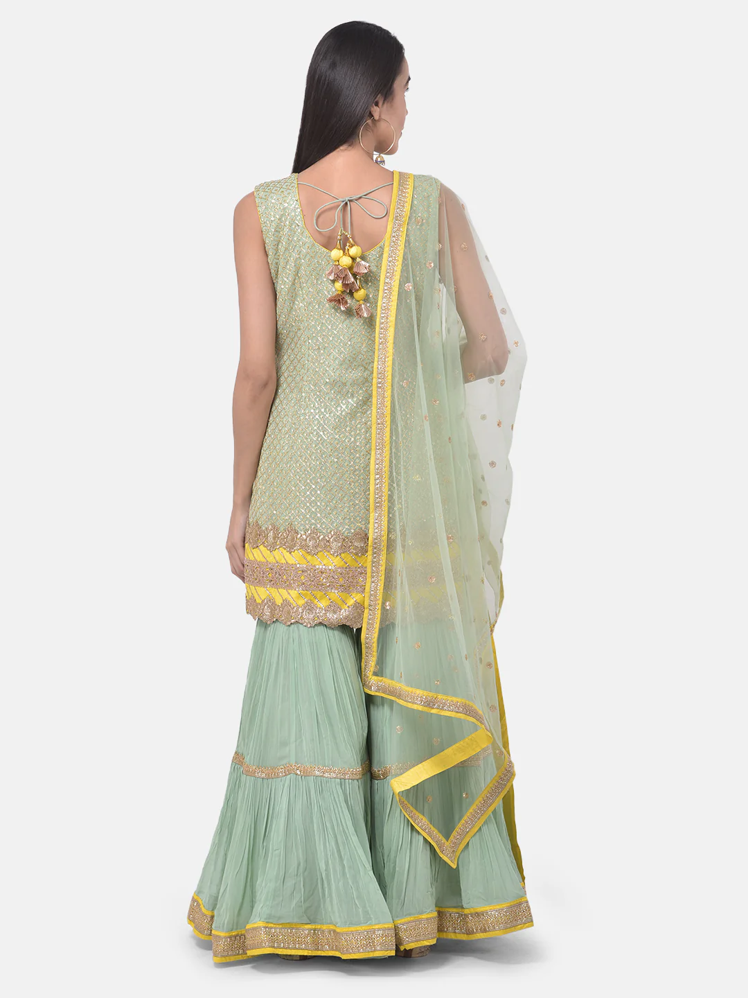 Neerus Pista Color Georgette Fabric Suit-Gharara - Image 3