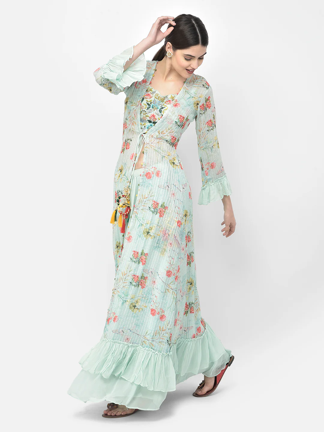 Neerus Pista Color Georgette Fabric Suit Set